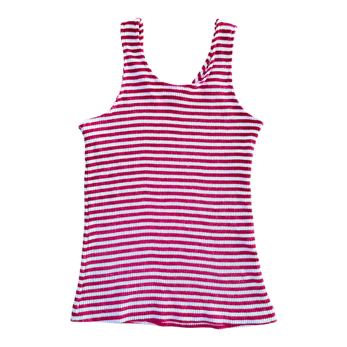 Vintage 1970s Hang Ten Red White Striped Ribbed Singlet size XS