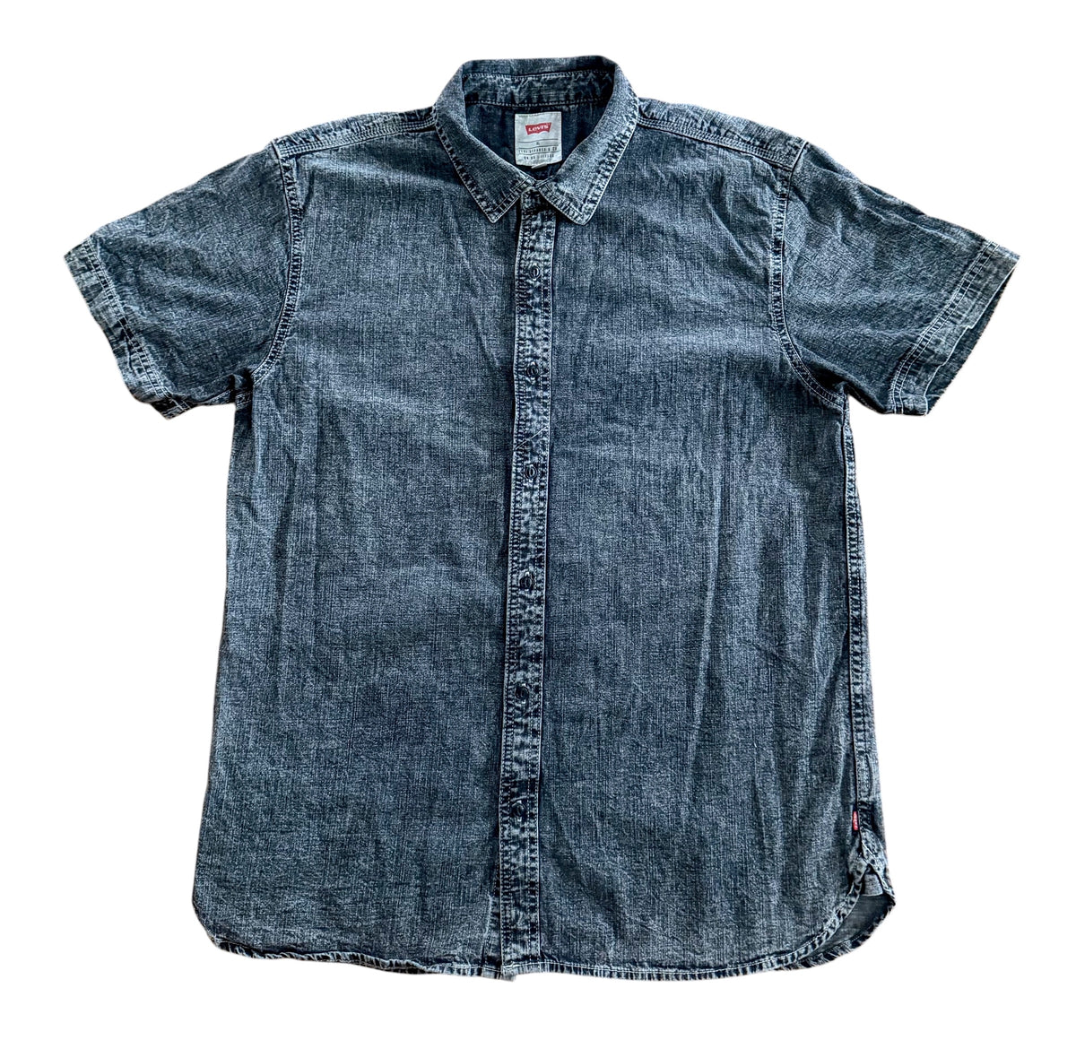 Levi's Black Acid Wash Short Sleeve Denim Shirt, Large