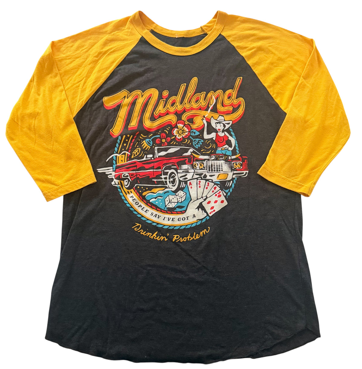 Midland Drinkin' Problem Raglan Baseball T-Shirt, Large