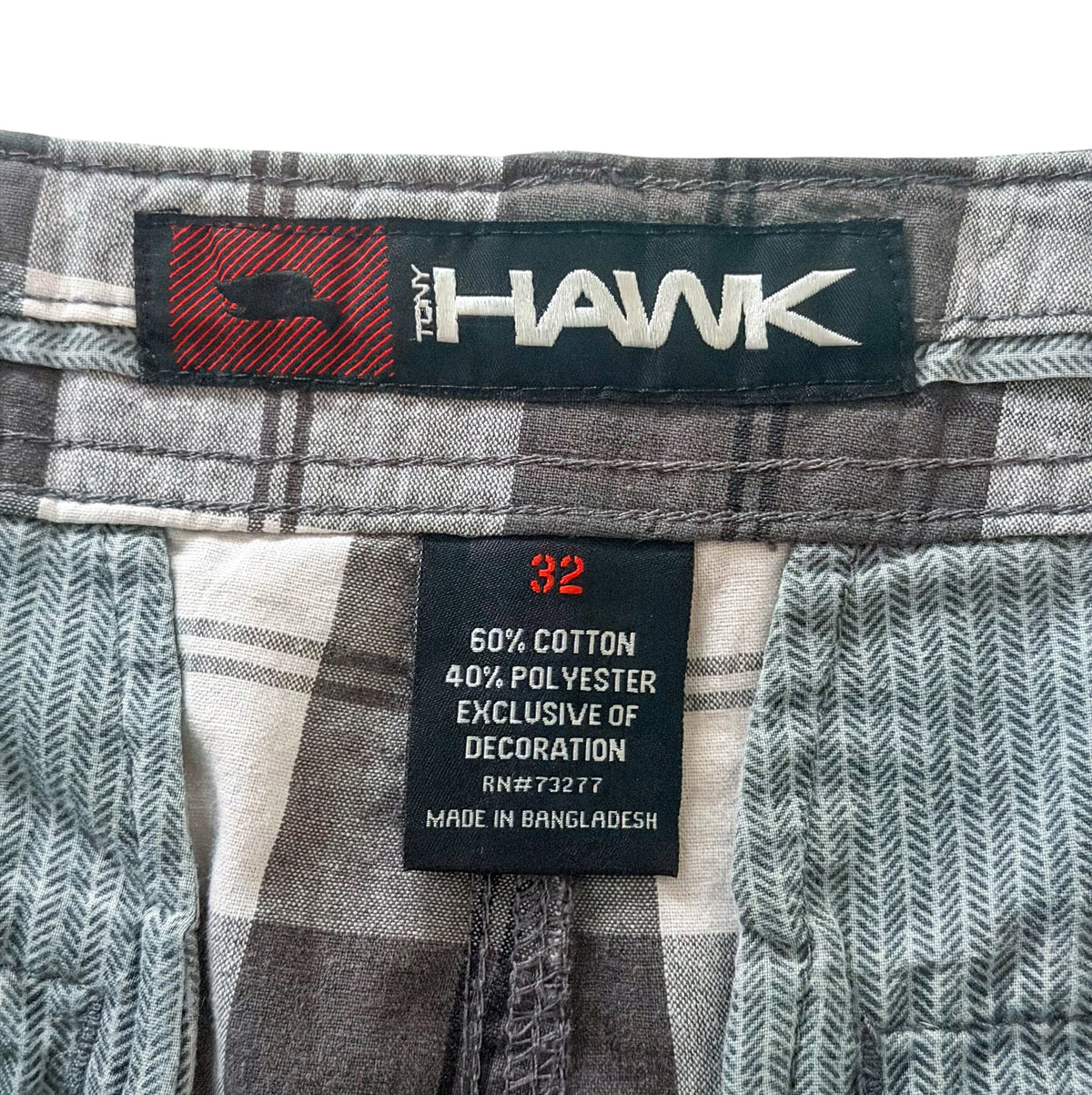Tony Hawk Plaid Baggy Skate Jorts, Large