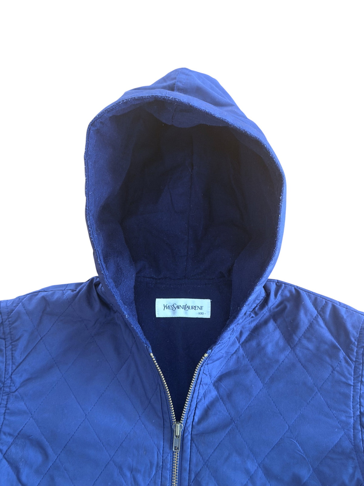 Kids Yves Saint Laurent Navy Quilted Hooded Jacket, 4 Years