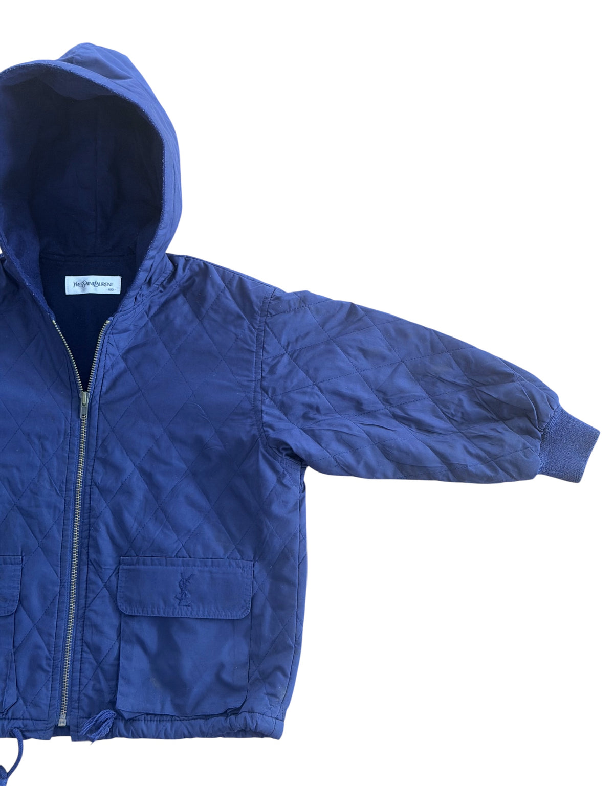 Kids Yves Saint Laurent Navy Quilted Hooded Jacket, 4 Years